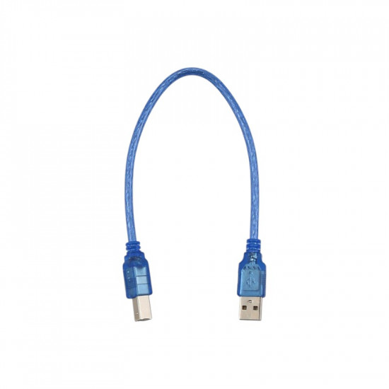 USB-A Cable 30cm - Transparent Blue USB 2.0 Printer Cable (AM-BM)