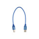 USB-A Cable 30cm - Transparent Blue USB 2.0 Printer Cable (AM-BM)