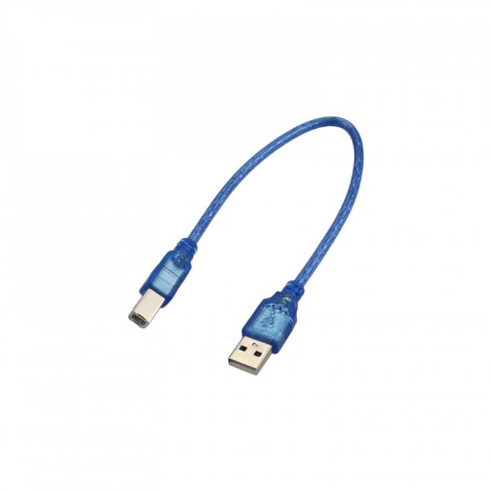 USB-A Cable 30cm - Transparent Blue USB 2.0 Printer Cable (AM-BM)