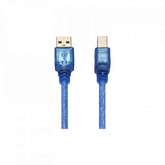 USB-A Cable 30cm - Transparent Blue USB 2.0 Printer Cable (AM-BM)