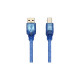 USB-A Cable 30cm - Transparent Blue USB 2.0 Printer Cable (AM-BM)