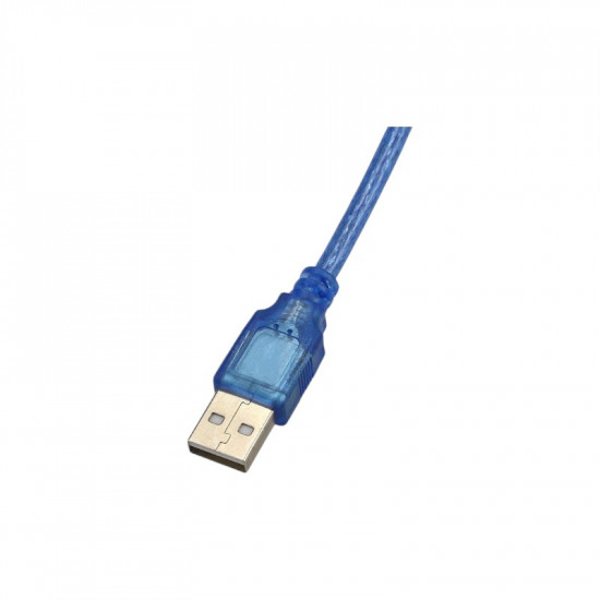 USB-A Cable 30cm - Transparent Blue USB 2.0 Printer Cable (AM-BM)