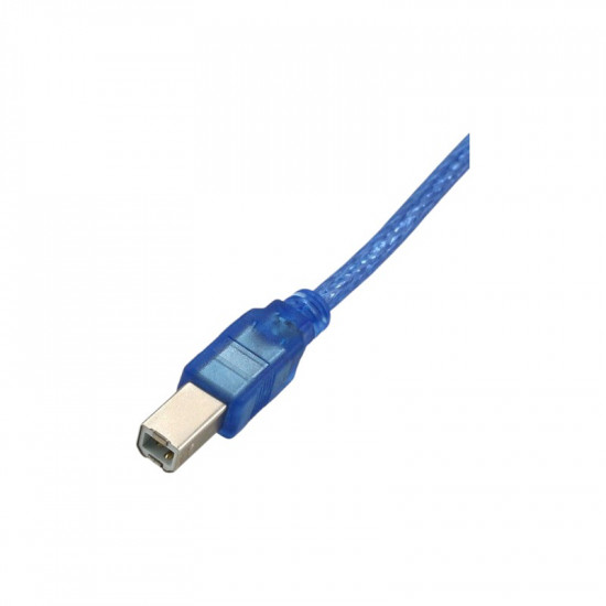 USB-A Cable 30cm - Transparent Blue USB 2.0 Printer Cable (AM-BM)