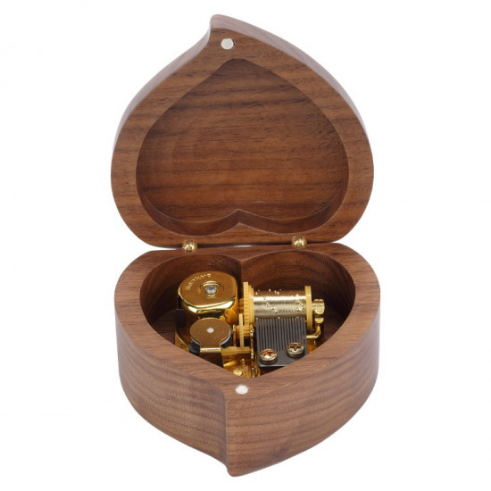 Walnut Wood Sankyo 18-Note Gold-Plated Music Box