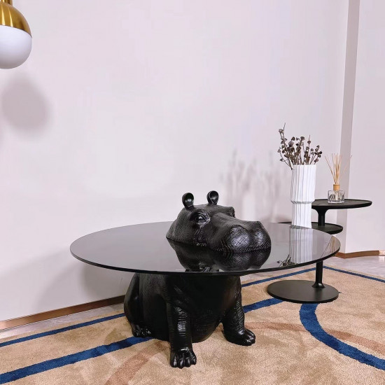 Hippo Emerges From Water Coffee Table